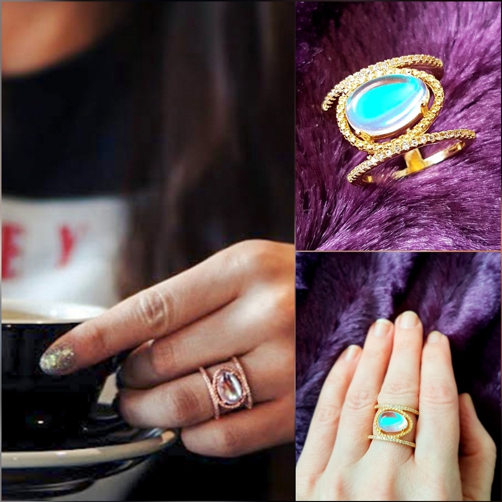 NWOT Boho Gold Moonstone Ring sz 6